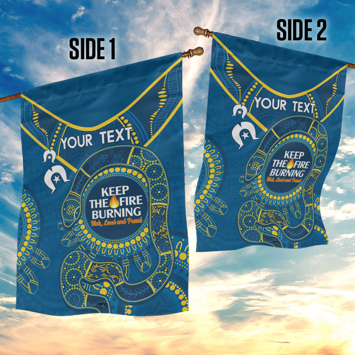 Custom NRL Eels NAIDOC Week Garden Flag Keep The Fire Burning Indigenous Art