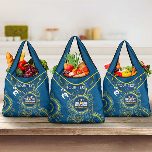 Custom NRL Eels NAIDOC Week Grocery Bag Keep The Fire Burning Indigenous Art