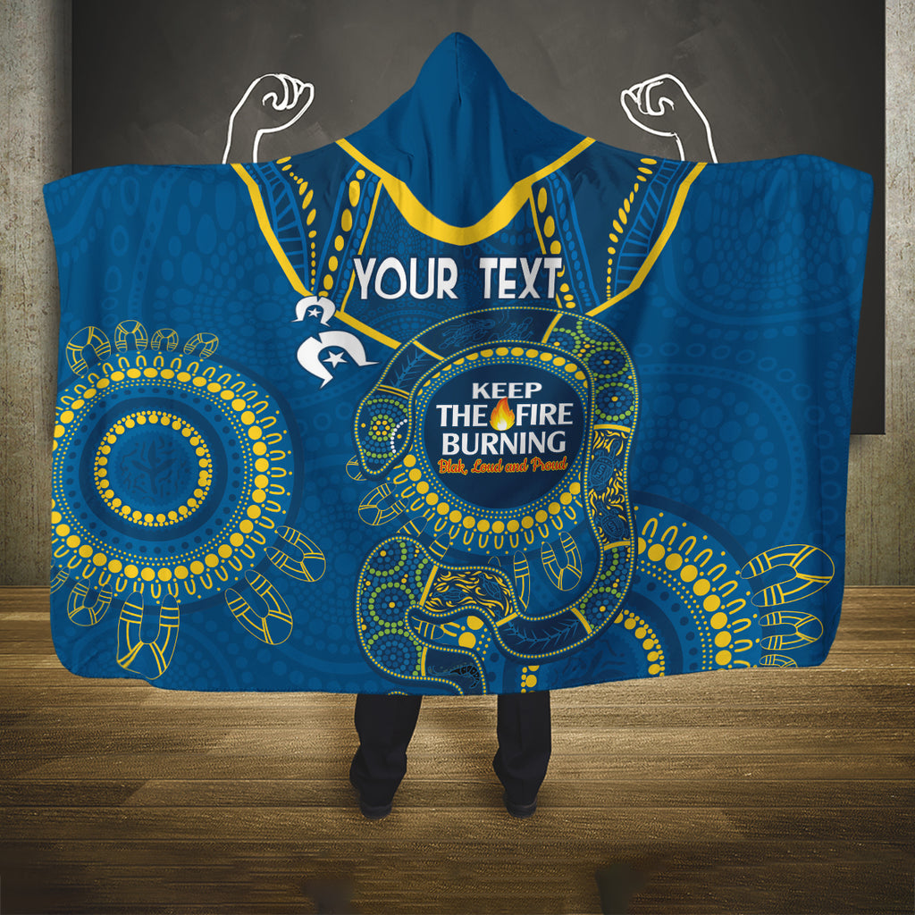 Custom NRL Eels NAIDOC Week Hooded Blanket Keep The Fire Burning Indigenous Art