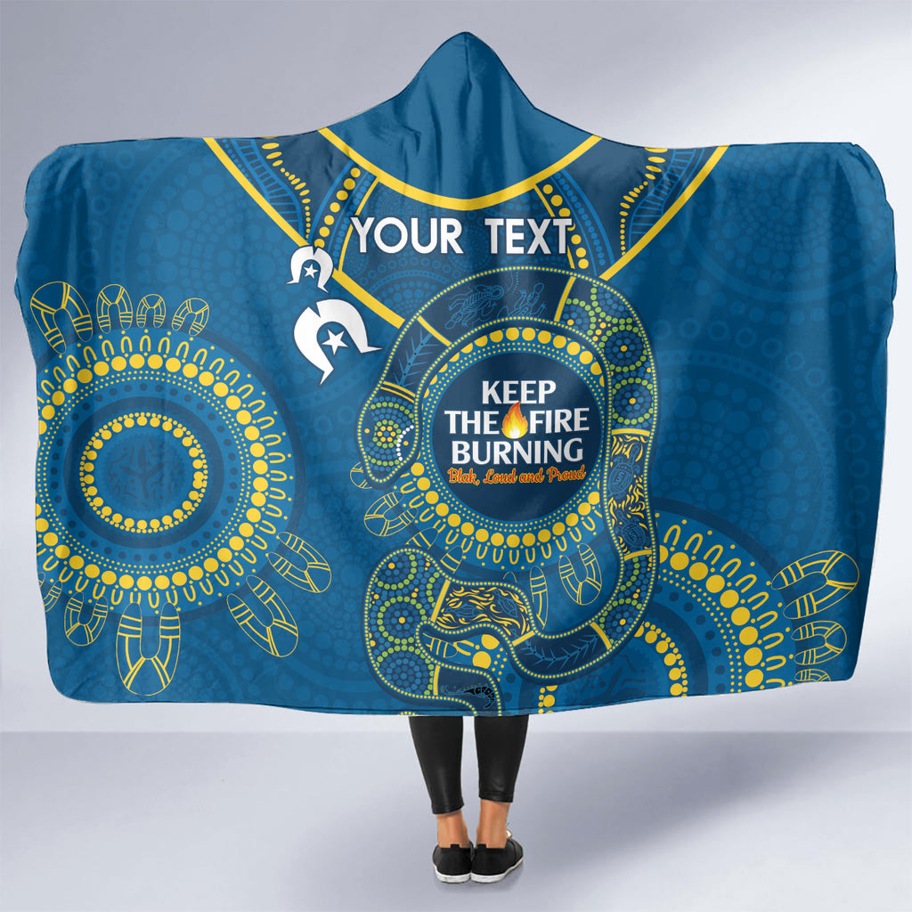 Custom NRL Eels NAIDOC Week Hooded Blanket Keep The Fire Burning Indigenous Art