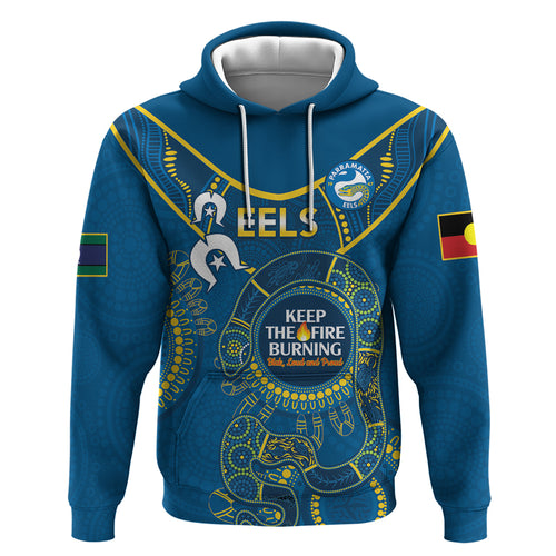 Custom NRL Eels NAIDOC Week Hoodie Keep The Fire Burning Indigenous Art