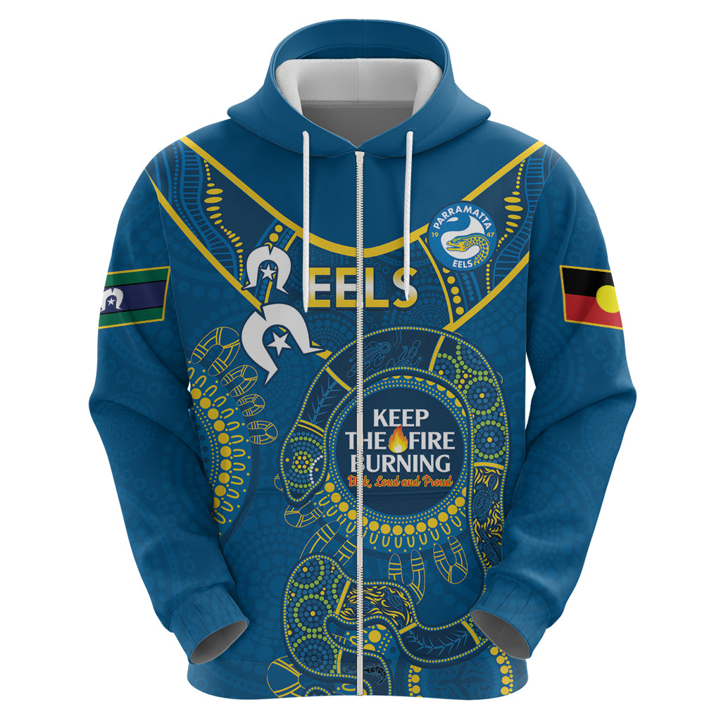 Custom NRL Eels NAIDOC Week Hoodie Keep The Fire Burning Indigenous Art