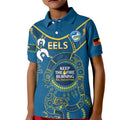 Custom NRL Eels NAIDOC Week Kid Polo Shirt Keep The Fire Burning Indigenous Art