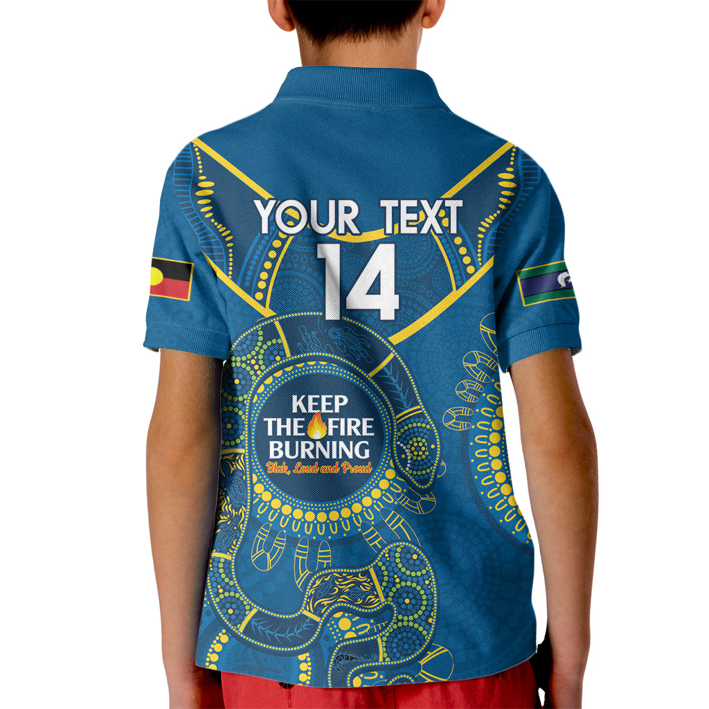Custom NRL Eels NAIDOC Week Kid Polo Shirt Keep The Fire Burning Indigenous Art