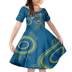 Custom NRL Eels NAIDOC Week Kid Short Sleeve Dress Keep The Fire Burning Indigenous Art