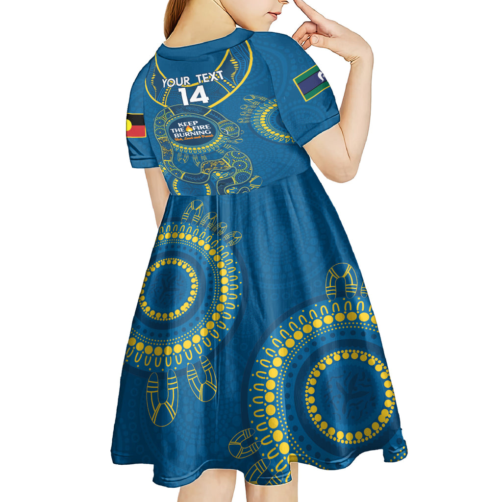 Custom NRL Eels NAIDOC Week Kid Short Sleeve Dress Keep The Fire Burning Indigenous Art