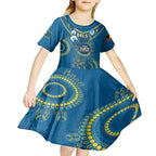 Custom NRL Eels NAIDOC Week Kid Short Sleeve Dress Keep The Fire Burning Indigenous Art