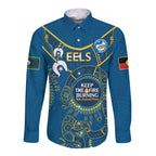 Custom NRL Eels NAIDOC Week Long Sleeve Button Shirt Keep The Fire Burning Indigenous Art