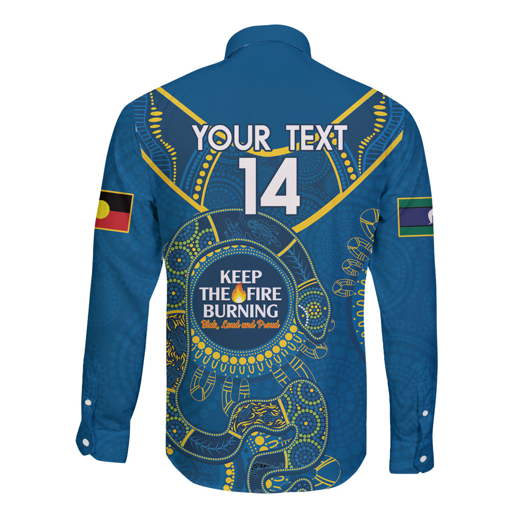 Custom NRL Eels NAIDOC Week Long Sleeve Button Shirt Keep The Fire Burning Indigenous Art
