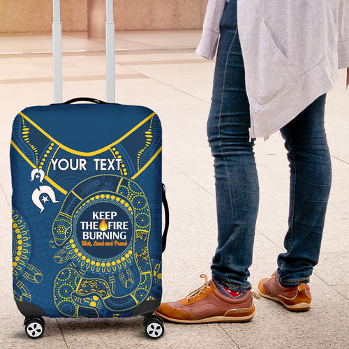 Custom NRL Eels NAIDOC Week Luggage Cover Keep The Fire Burning Indigenous Art