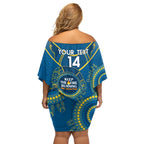 Custom NRL Eels NAIDOC Week Off Shoulder Short Dress Keep The Fire Burning Indigenous Art