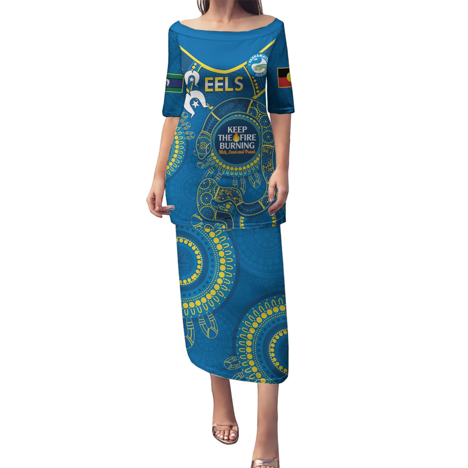 Custom NRL Eels NAIDOC Week Puletasi Keep The Fire Burning Indigenous Art