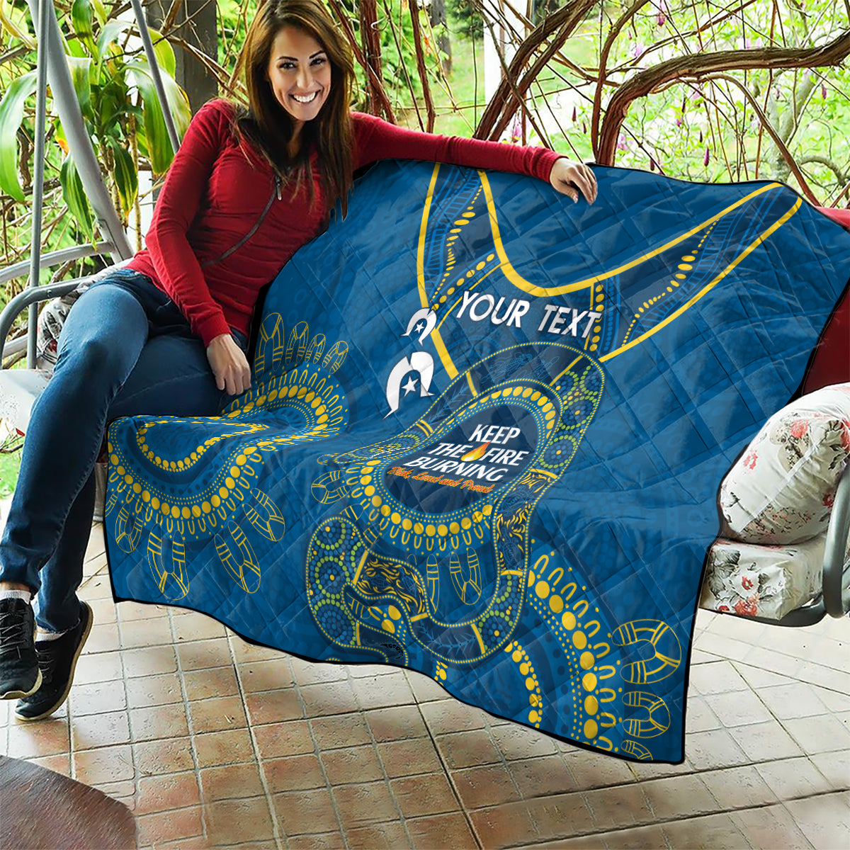 Custom NRL Eels NAIDOC Week Quilt Keep The Fire Burning Indigenous Art