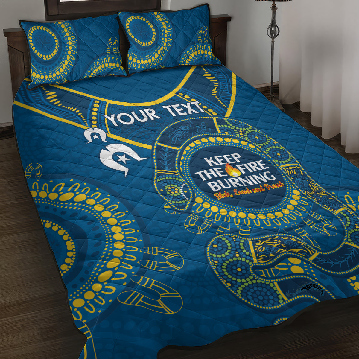 Custom NRL Eels NAIDOC Week Quilt Bed Set Keep The Fire Burning Indigenous Art