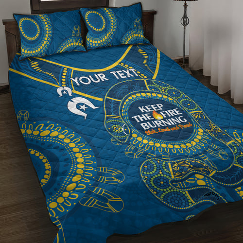 Custom NRL Eels NAIDOC Week Quilt Bed Set Keep The Fire Burning Indigenous Art