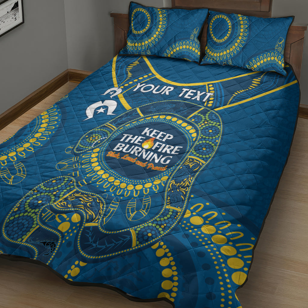 Custom NRL Eels NAIDOC Week Quilt Bed Set Keep The Fire Burning Indigenous Art