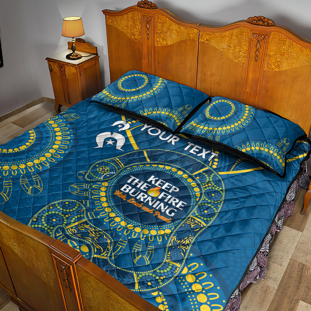 Custom NRL Eels NAIDOC Week Quilt Bed Set Keep The Fire Burning Indigenous Art