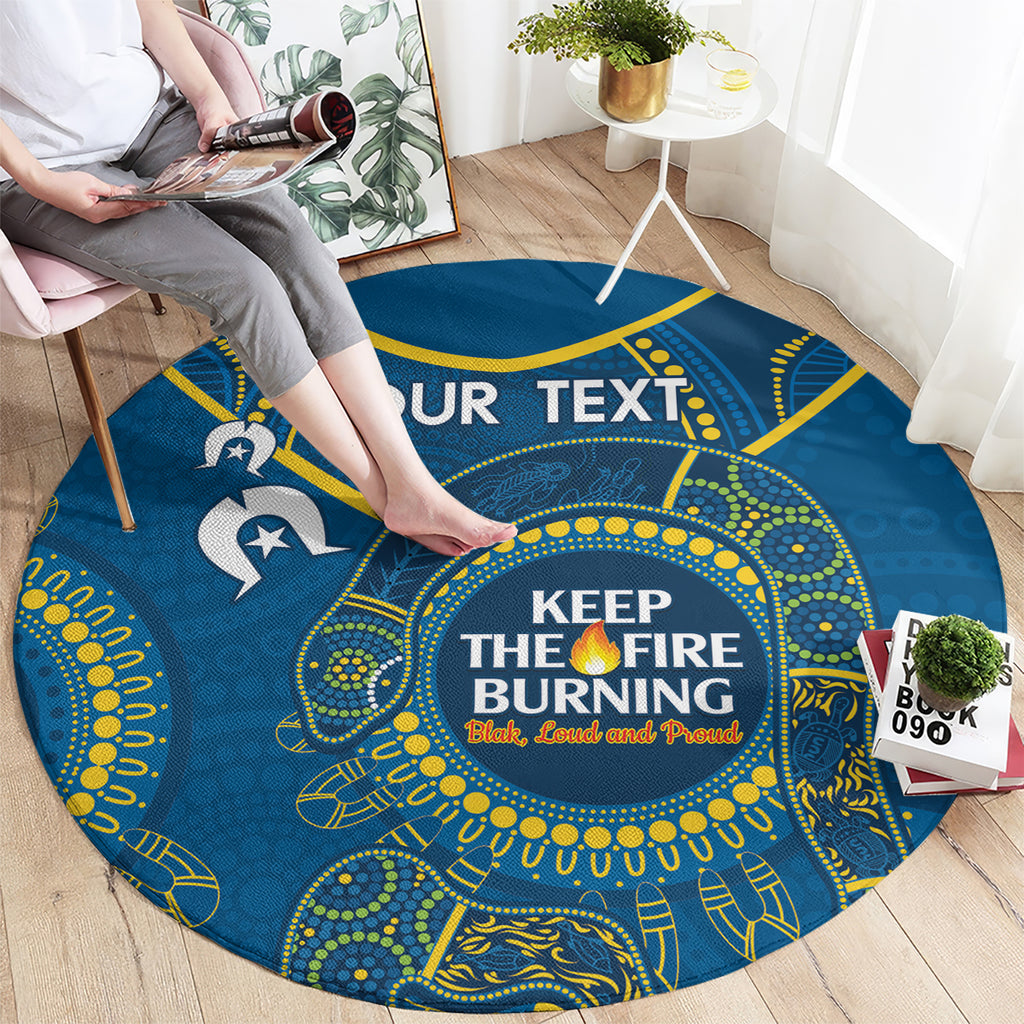 Custom NRL Eels NAIDOC Week Round Carpet Keep The Fire Burning Indigenous Art