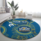 Custom NRL Eels NAIDOC Week Round Carpet Keep The Fire Burning Indigenous Art