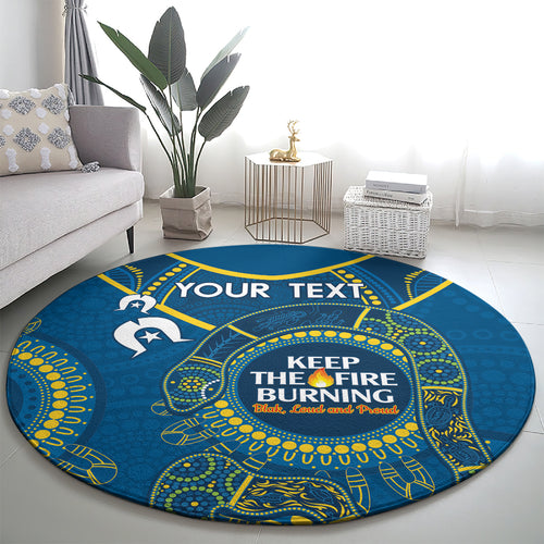 Custom NRL Eels NAIDOC Week Round Carpet Keep The Fire Burning Indigenous Art