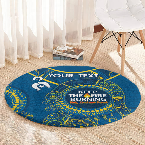 Custom NRL Eels NAIDOC Week Round Carpet Keep The Fire Burning Indigenous Art