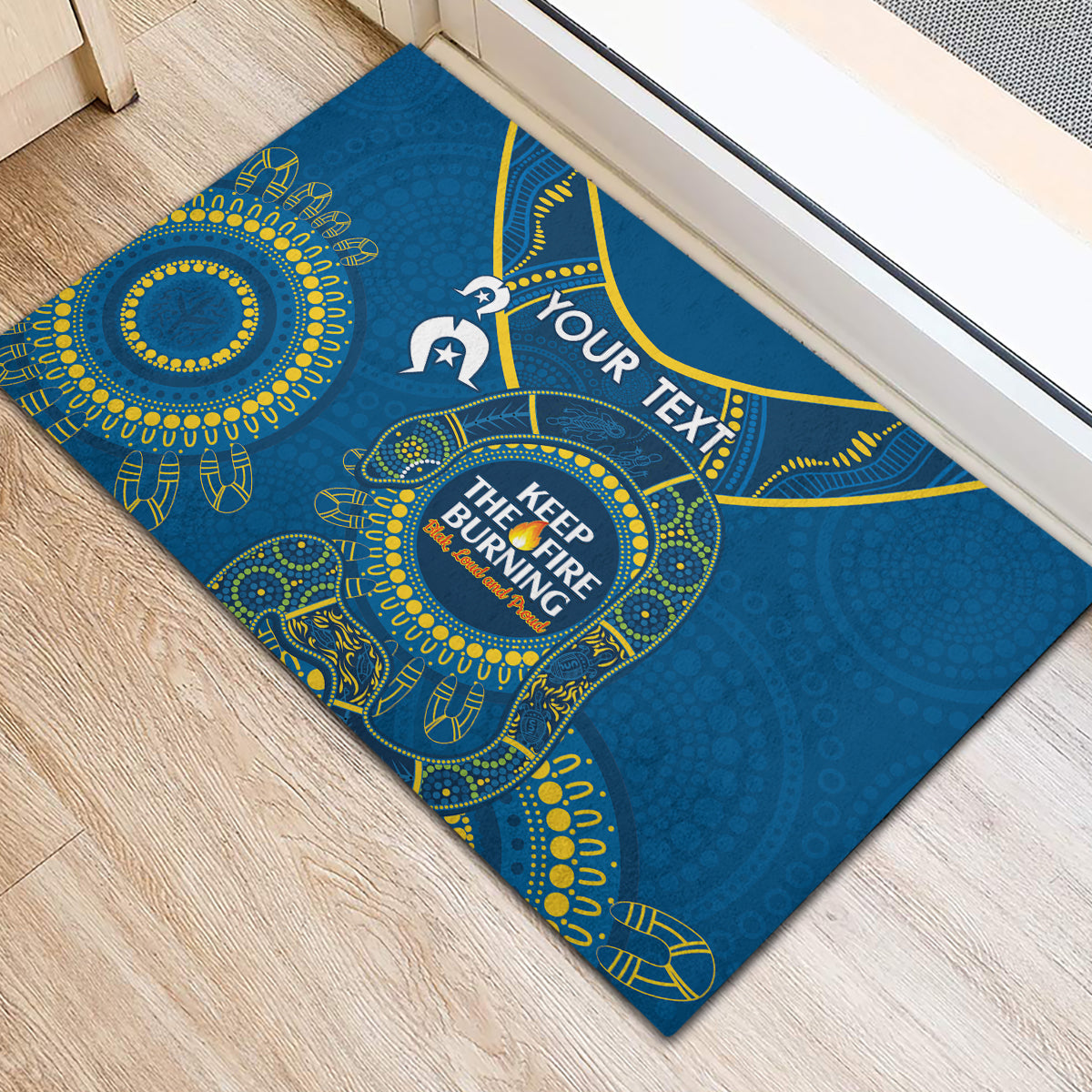 Custom NRL Eels NAIDOC Week Rubber Doormat Keep The Fire Burning Indigenous Art