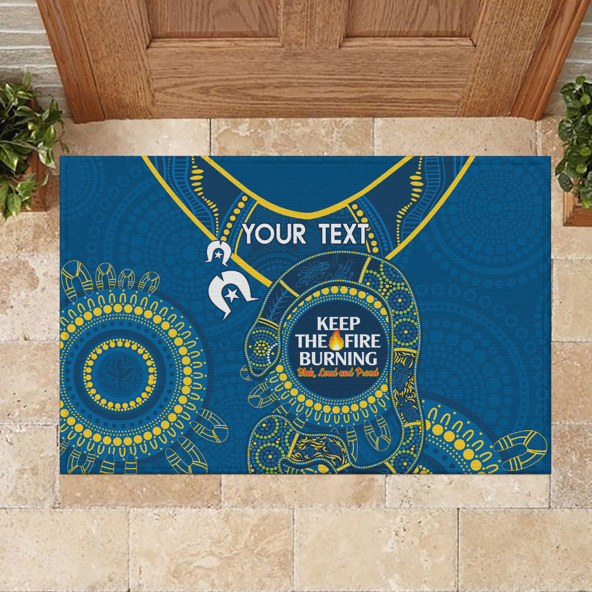Custom NRL Eels NAIDOC Week Rubber Doormat Keep The Fire Burning Indigenous Art