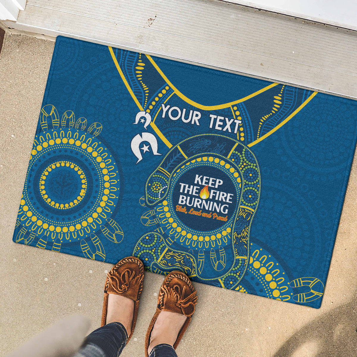 Custom NRL Eels NAIDOC Week Rubber Doormat Keep The Fire Burning Indigenous Art