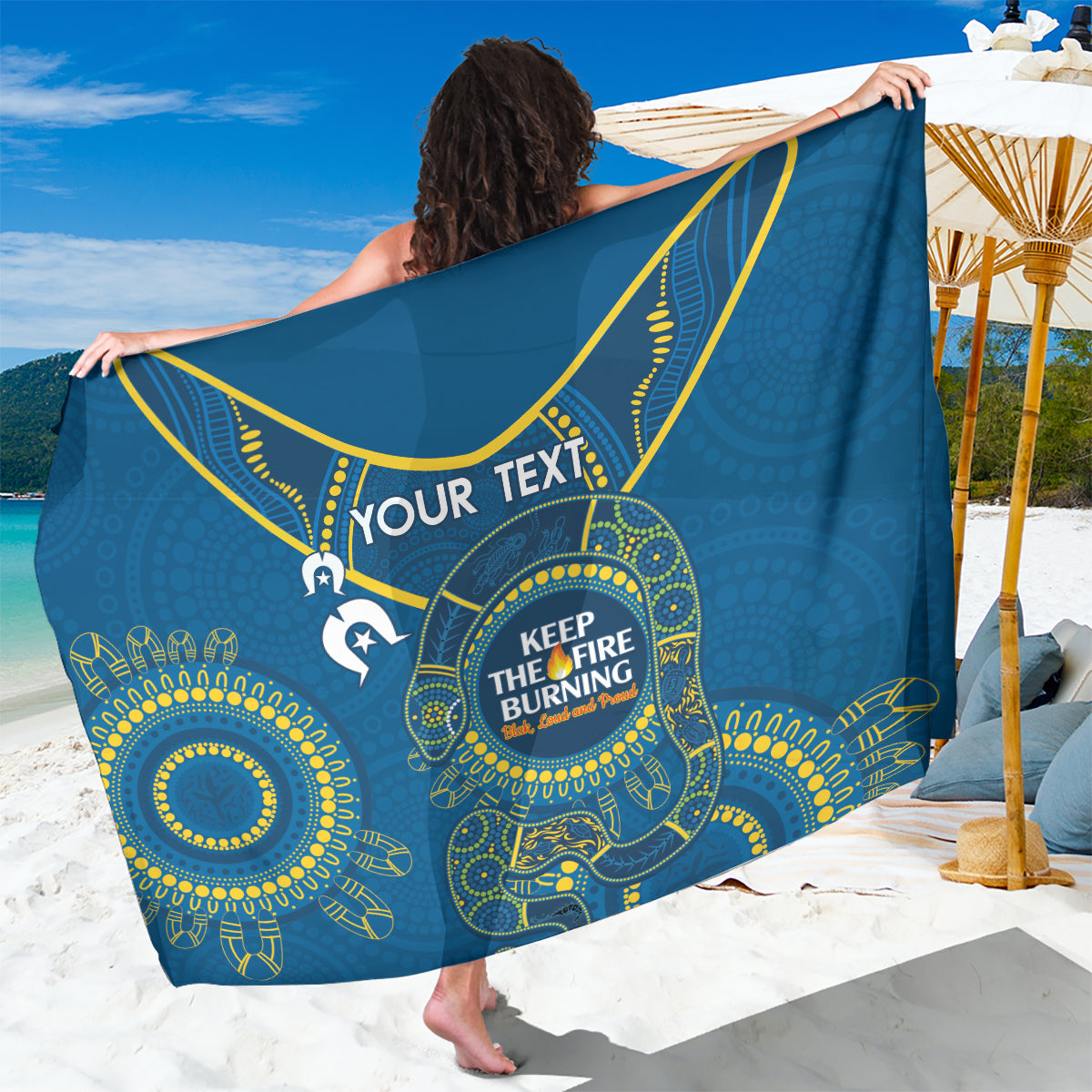 Custom NRL Eels NAIDOC Week Sarong Keep The Fire Burning Indigenous Art