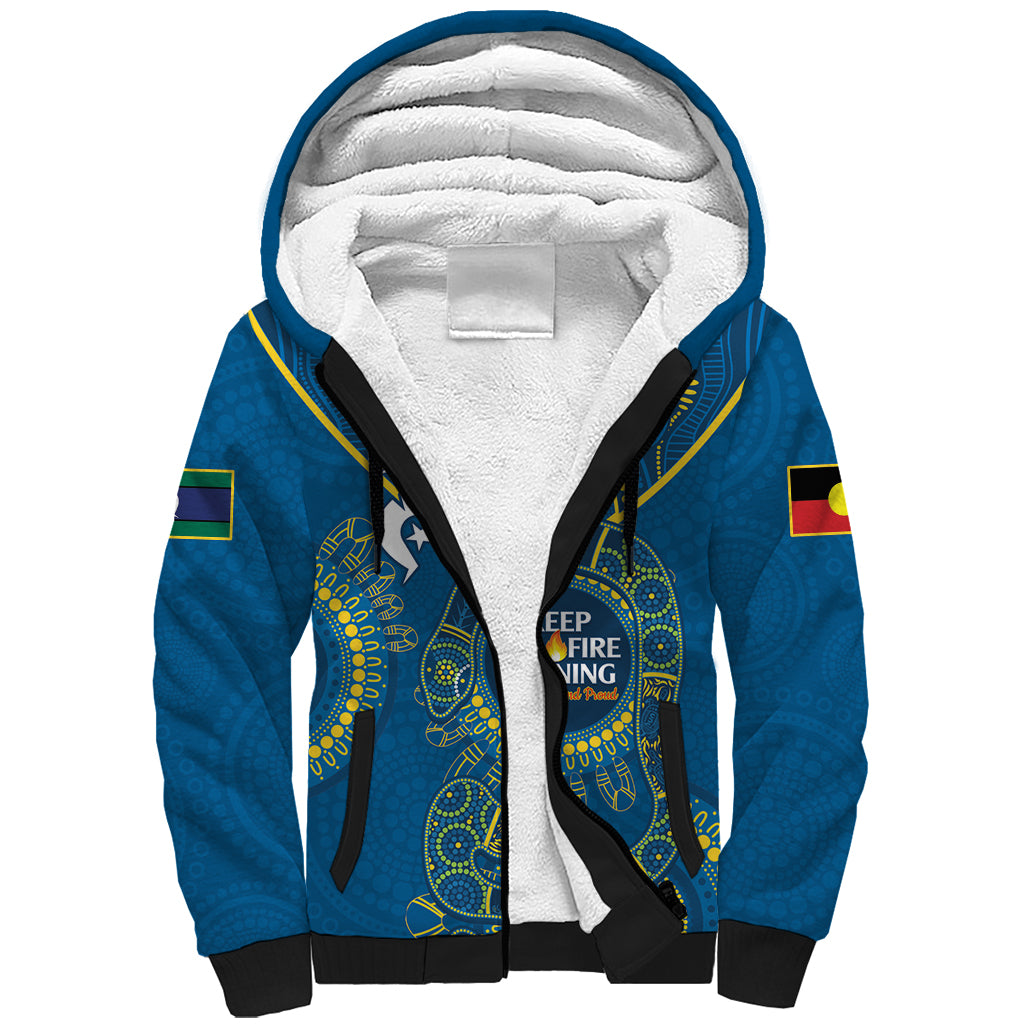 Custom NRL Eels NAIDOC Week Sherpa Hoodie Keep The Fire Burning Indigenous Art