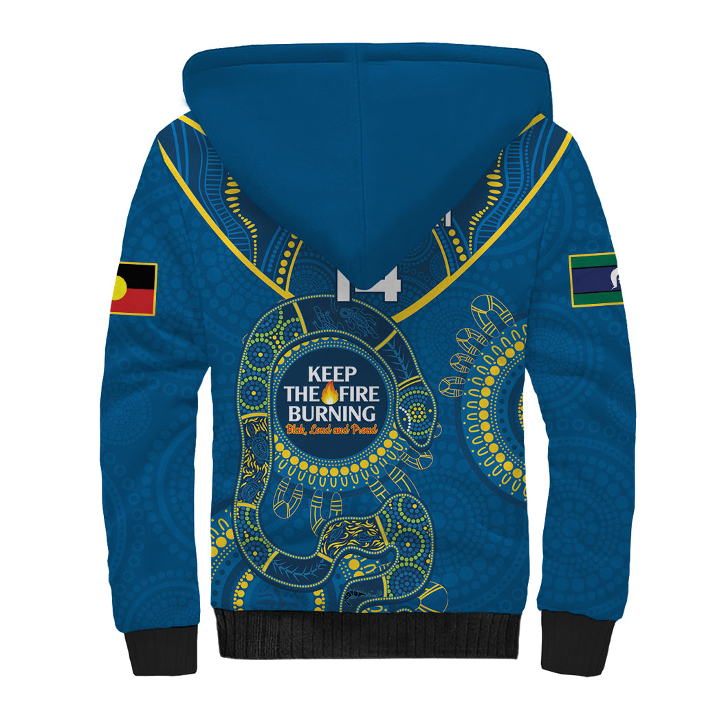 Custom NRL Eels NAIDOC Week Sherpa Hoodie Keep The Fire Burning Indigenous Art