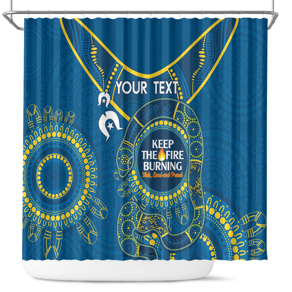 Custom NRL Eels NAIDOC Week Shower Curtain Keep The Fire Burning Indigenous Art
