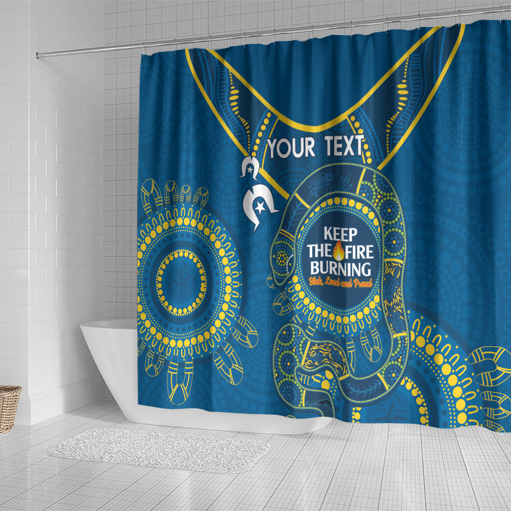 Custom NRL Eels NAIDOC Week Shower Curtain Keep The Fire Burning Indigenous Art