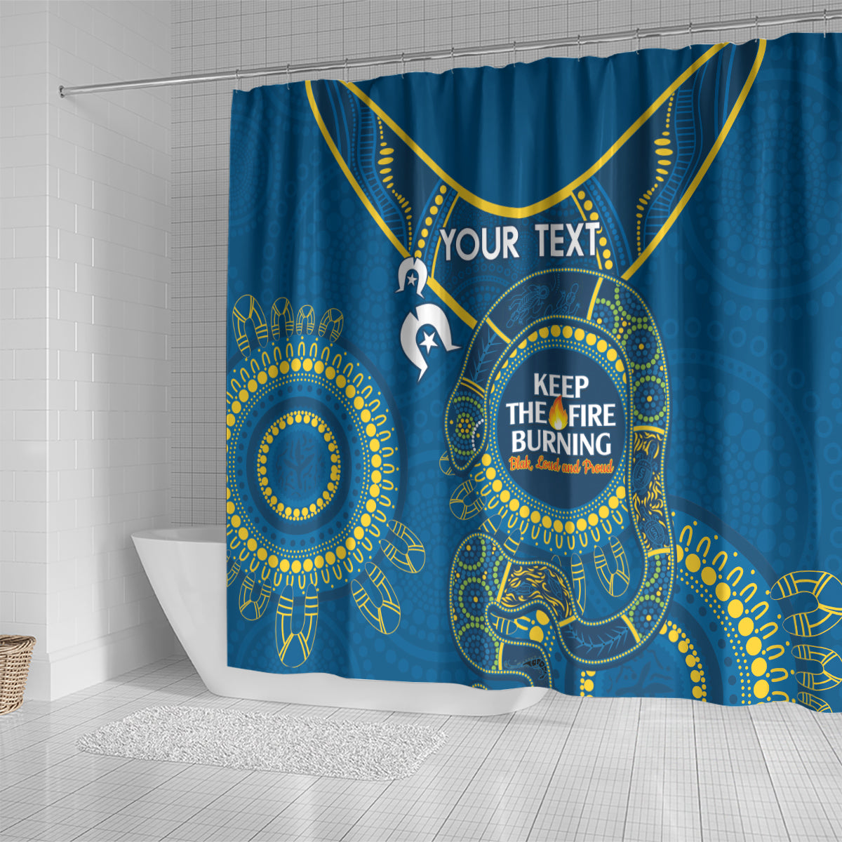 Custom NRL Eels NAIDOC Week Shower Curtain Keep The Fire Burning Indigenous Art