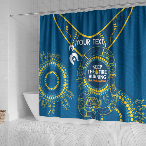 Custom NRL Eels NAIDOC Week Shower Curtain Keep The Fire Burning Indigenous Art