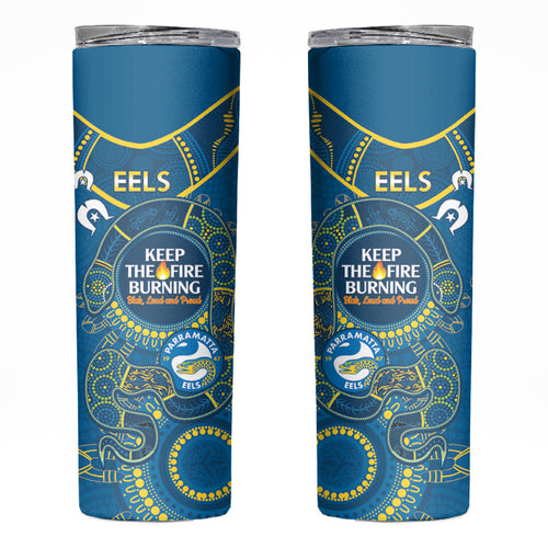 NRL Eels NAIDOC Week Skinny Tumbler Keep The Fire Burning Indigenous Art