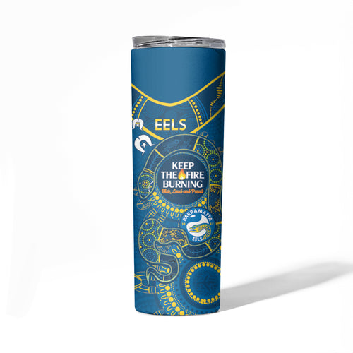 NRL Eels NAIDOC Week Skinny Tumbler Keep The Fire Burning Indigenous Art