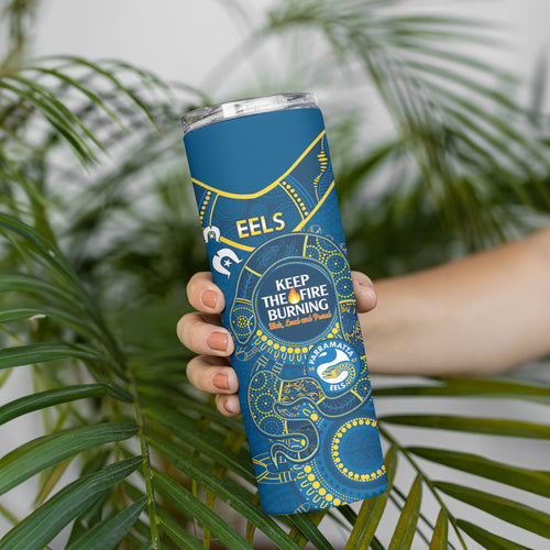 NRL Eels NAIDOC Week Skinny Tumbler Keep The Fire Burning Indigenous Art