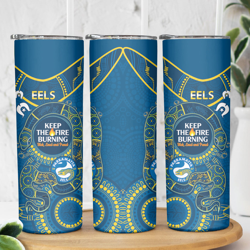 NRL Eels NAIDOC Week Skinny Tumbler Keep The Fire Burning Indigenous Art