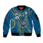 Custom NRL Eels NAIDOC Week Sleeve Zip Bomber Jacket Keep The Fire Burning Indigenous Art