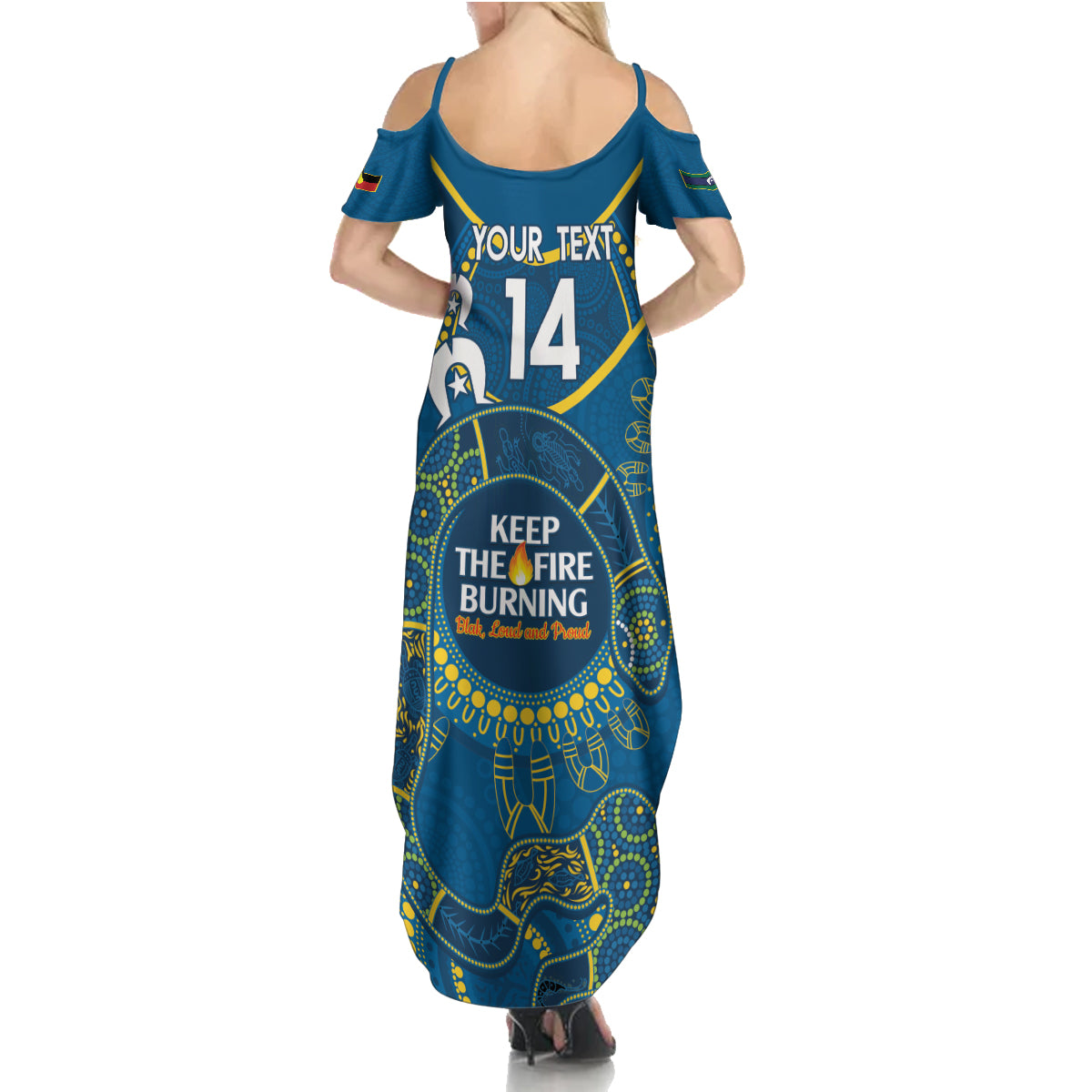 Custom NRL Eels NAIDOC Week Summer Maxi Dress Keep The Fire Burning Indigenous Art