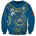 Custom NRL Eels NAIDOC Week Sweatshirt Keep The Fire Burning Indigenous Art