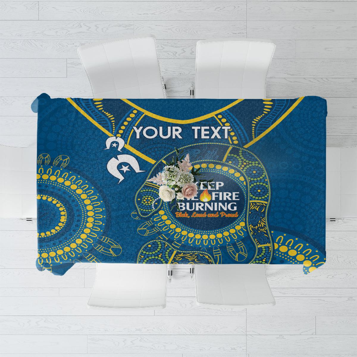 Custom NRL Eels NAIDOC Week Tablecloth Keep The Fire Burning Indigenous Art