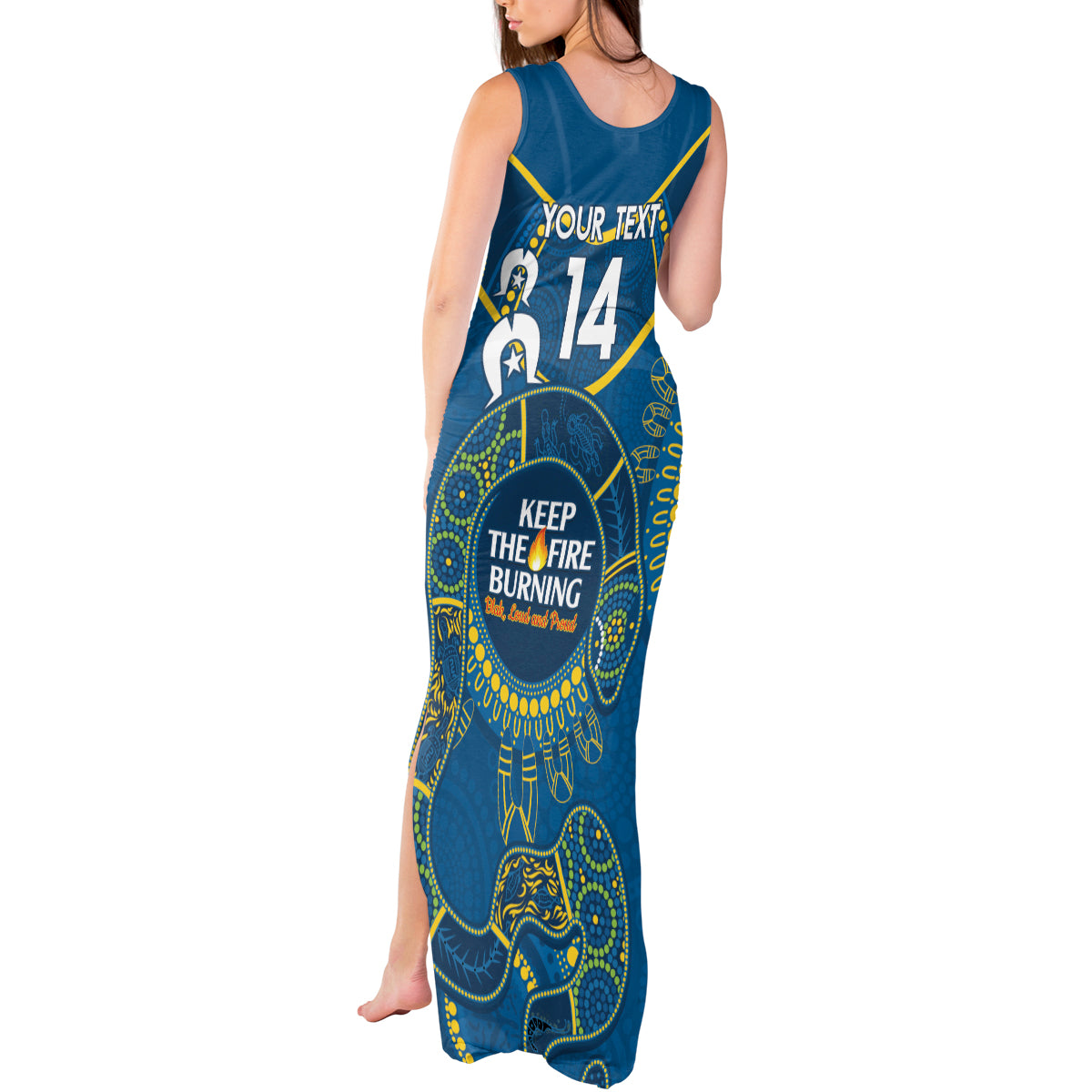 Custom NRL Eels NAIDOC Week Tank Maxi Dress Keep The Fire Burning Indigenous Art