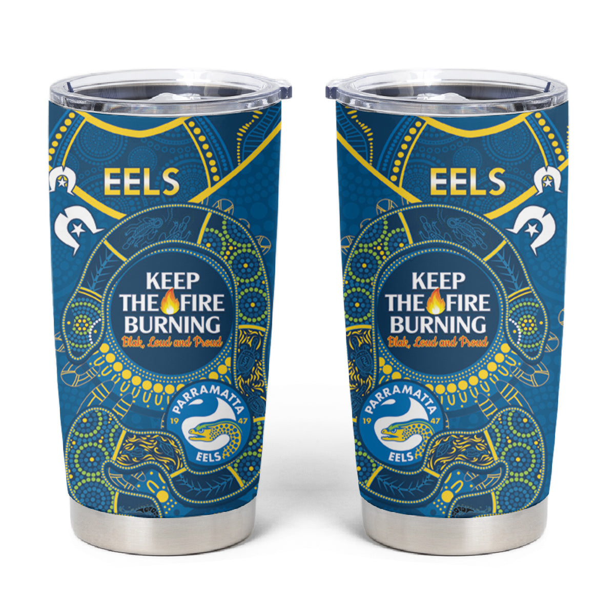 NRL Eels NAIDOC Week Tumbler Cup Keep The Fire Burning Indigenous Art