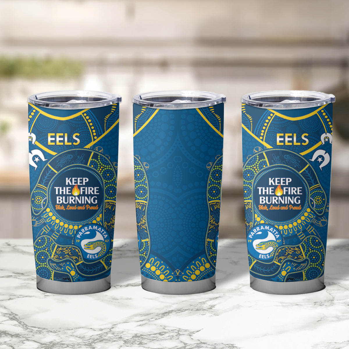 NRL Eels NAIDOC Week Tumbler Cup Keep The Fire Burning Indigenous Art