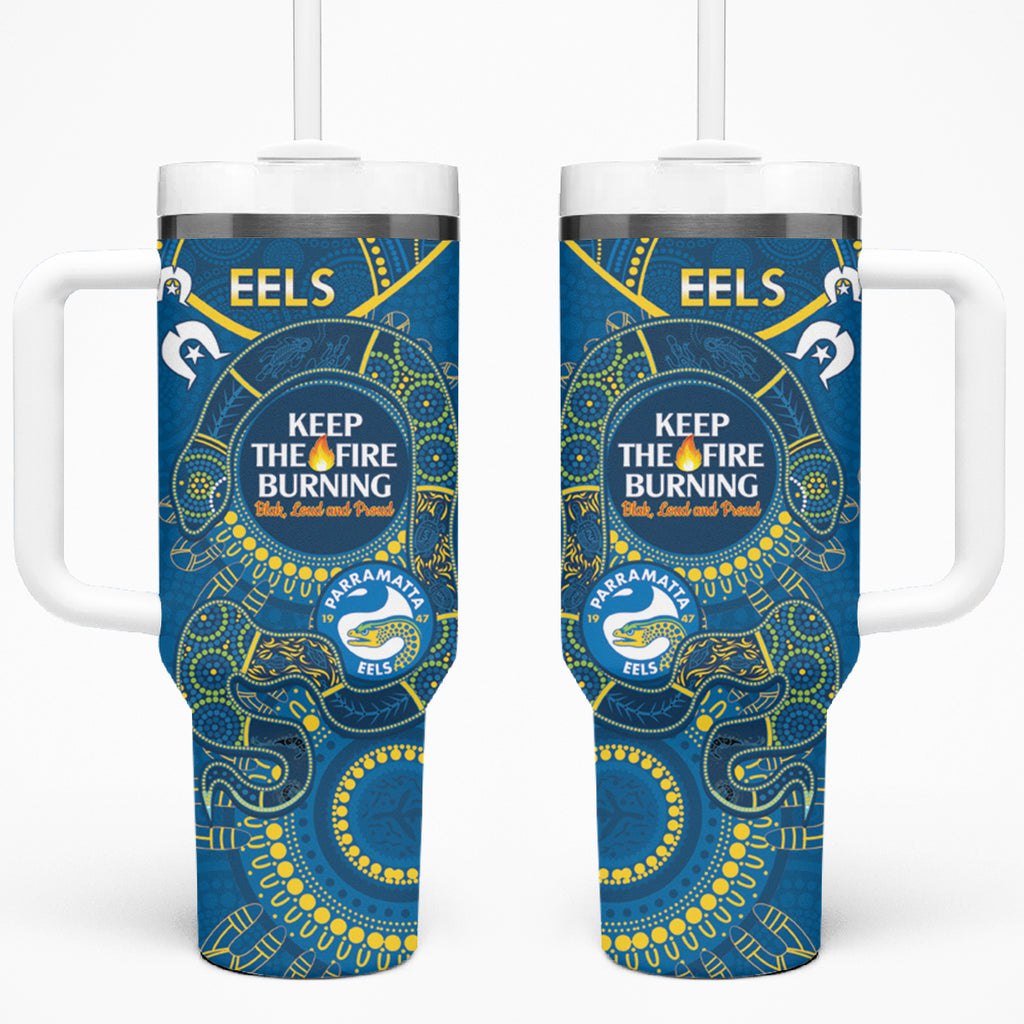 NRL Eels NAIDOC Week Tumbler With Handle Keep The Fire Burning Indigenous Art