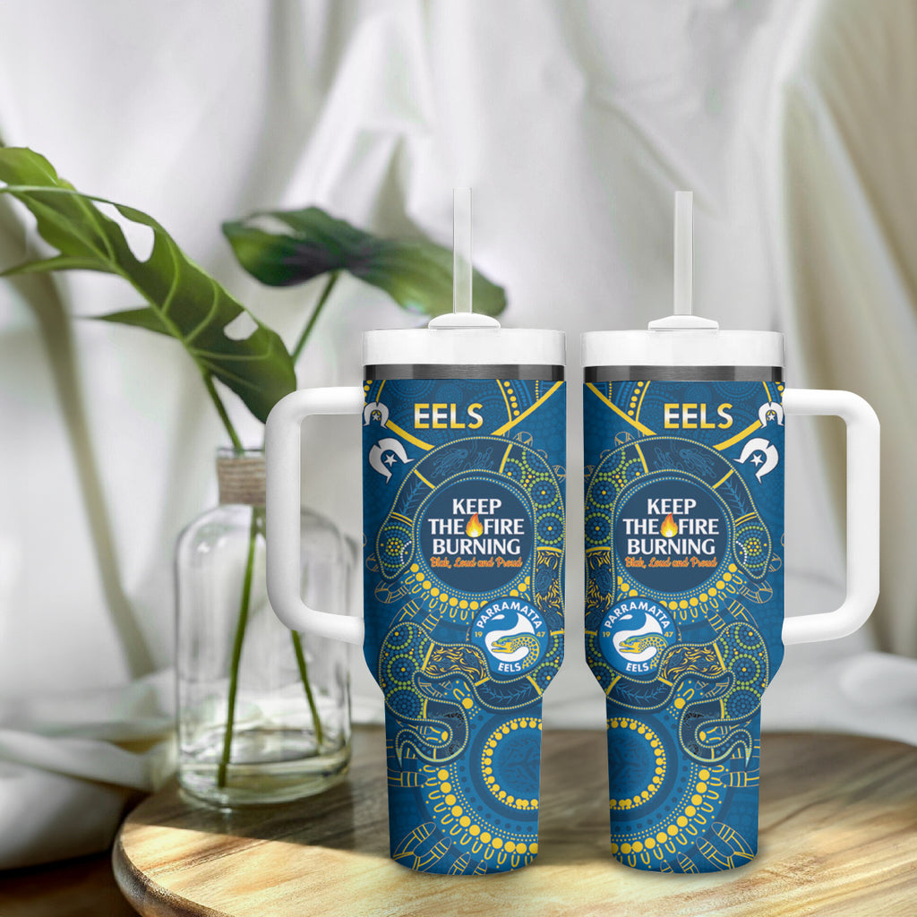 NRL Eels NAIDOC Week Tumbler With Handle Keep The Fire Burning Indigenous Art