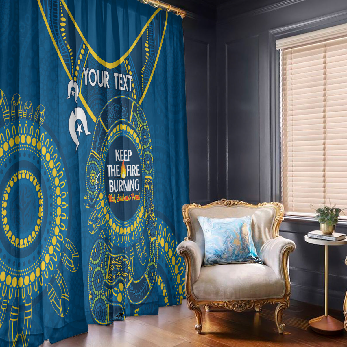 Custom NRL Eels NAIDOC Week Window Curtain Keep The Fire Burning Indigenous Art