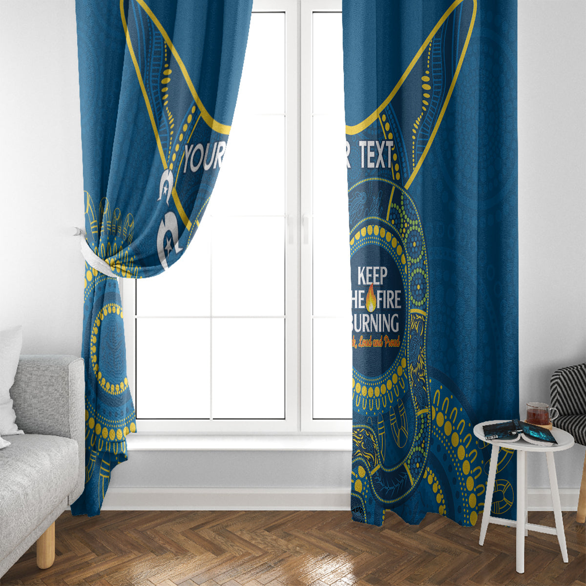 Custom NRL Eels NAIDOC Week Window Curtain Keep The Fire Burning Indigenous Art